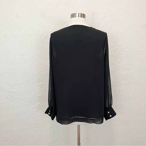 Bob Mackie Wearable Art Black Blouse Top Metallic Embroidered XS Extra Small - Picture 10 of 12